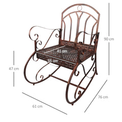 Kozy Metal Single Chair 1 Seater Garden Outdoor Rocking Chair Vintage Style Bronze