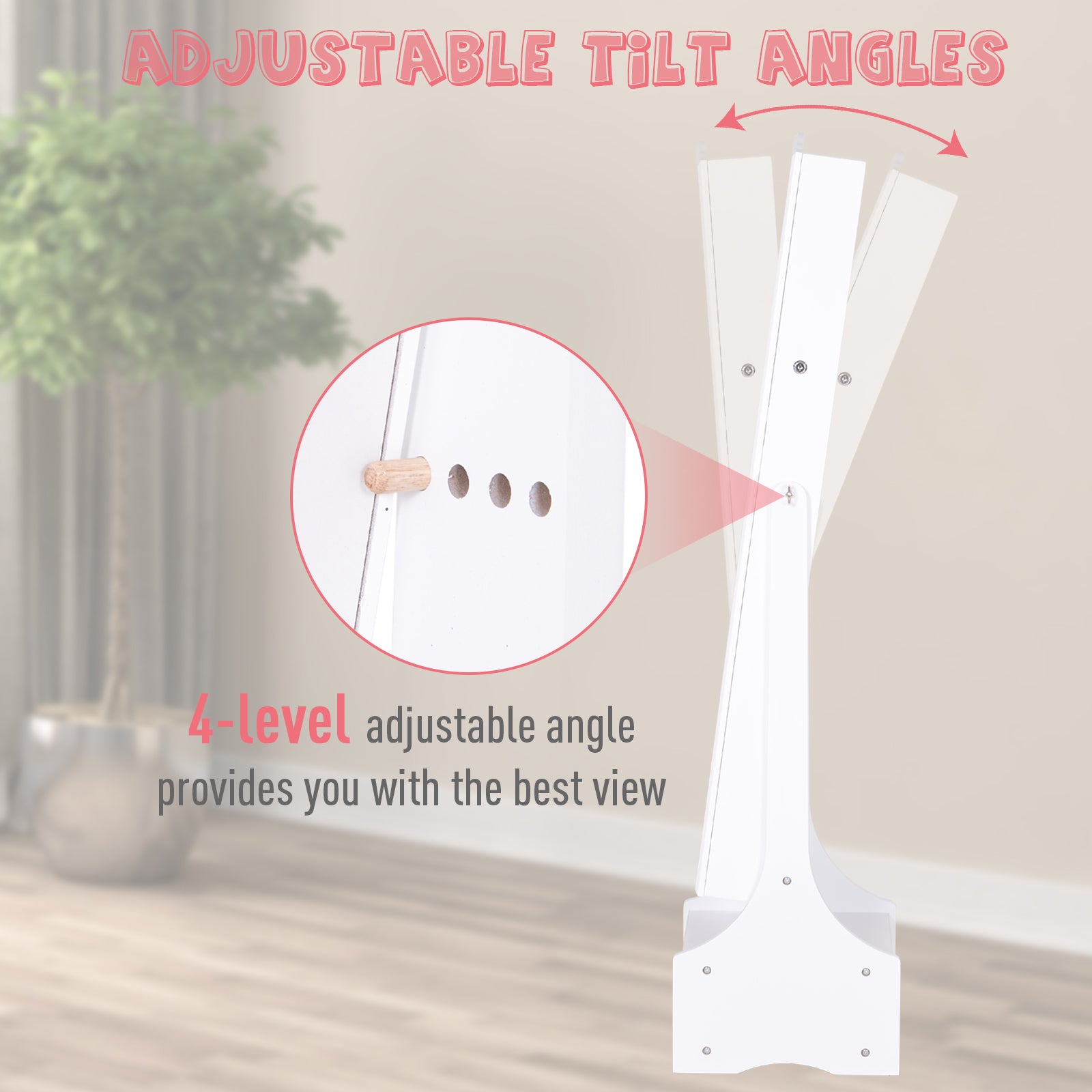 Kozy Jewellery Cabinet with led, mirroir Cabinet Armoire Floor Standing Flip-over Makeup Shelf Organizer with lock white