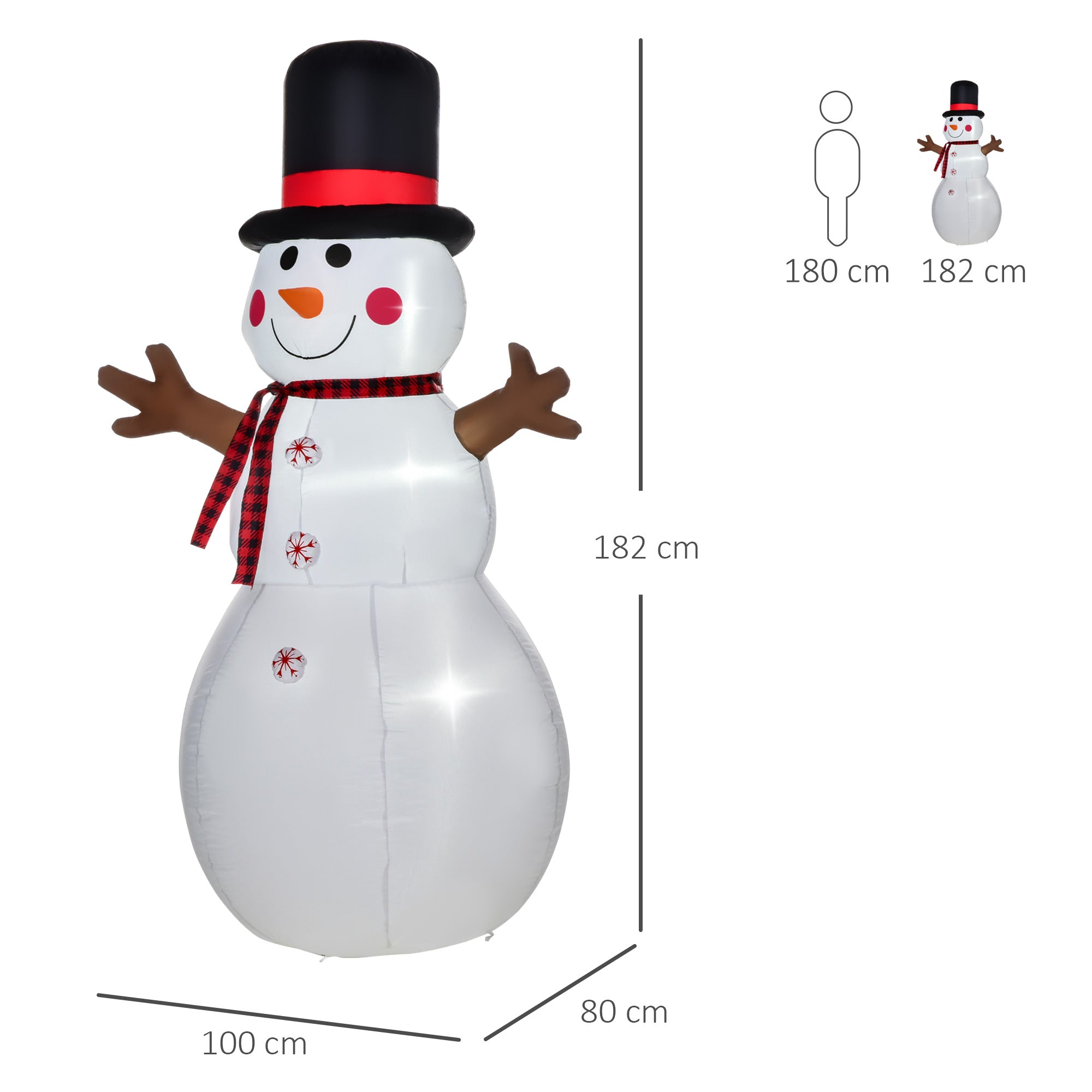 Kozy 6ft Giant Inflatable Snowman Christmas Decoration w/ LED Lights Accessories Cute Family Fun Seasonal Outdoor Indoor