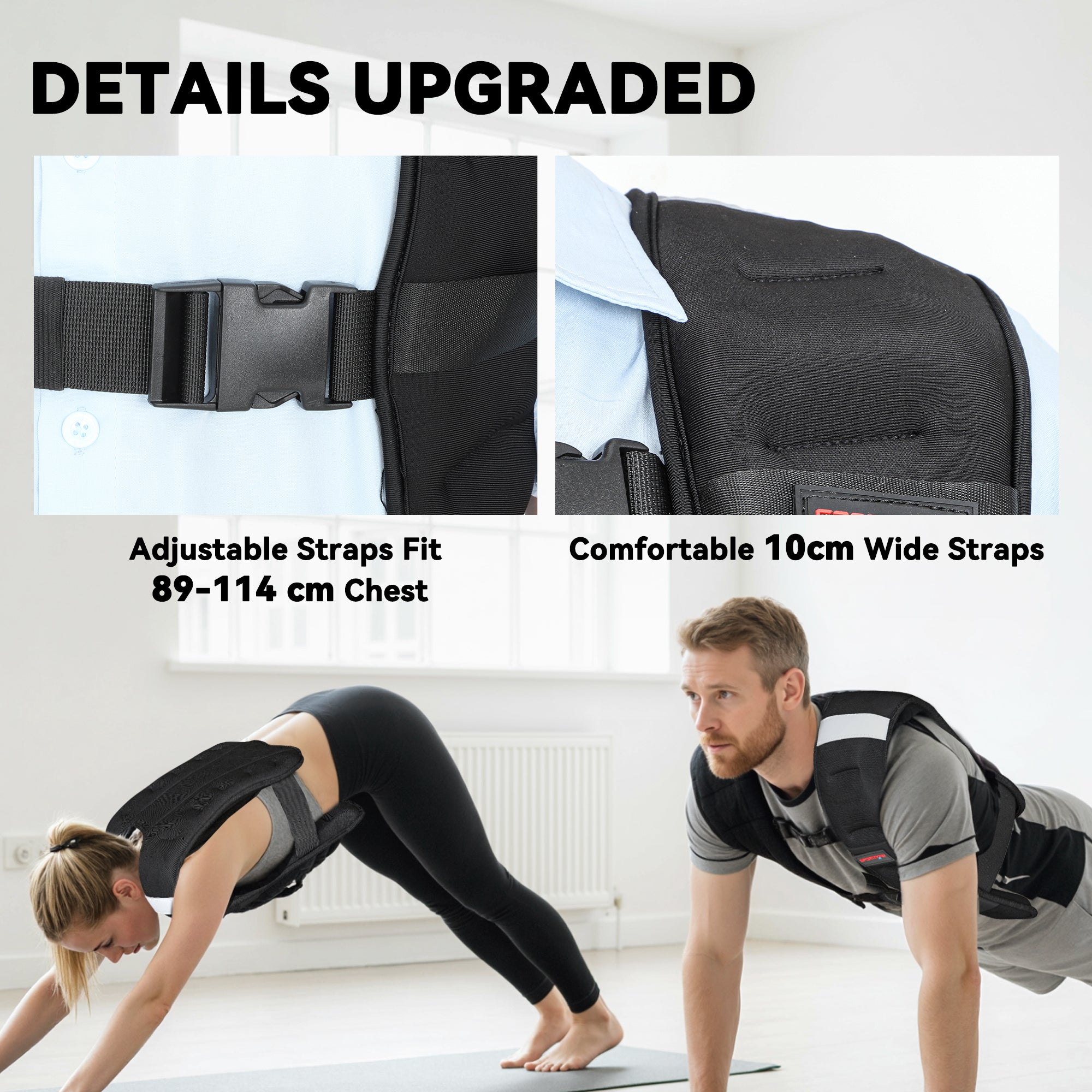 Kozy Weighted Vest, 5 kg Weight Vest with Adjustable Straps, Reflective Strips, Black