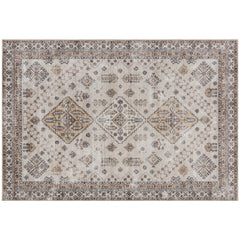 Kozy - Vintage Area Rug, Non-Slip Washable Rug, Flannel Floor Carpet for Living Room, Bedroom, Dining Room, Home Office, 170 x 120 cm, Beige