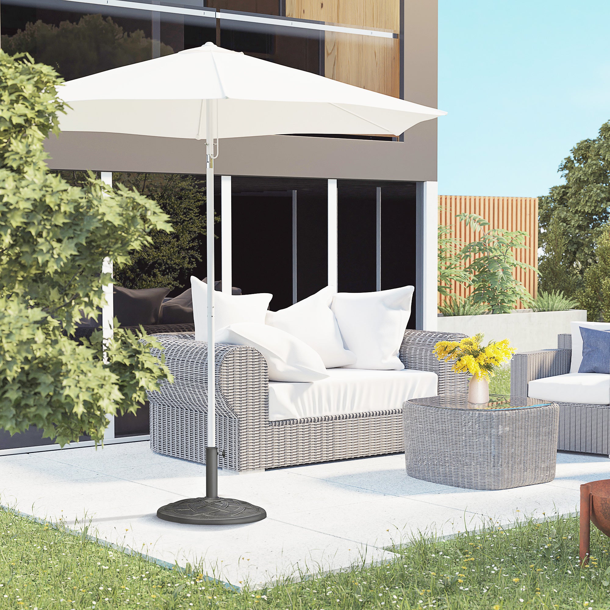 Kozy 19KG Resin Umbrella Base Garden Parasol Base Stand Round Sun Shade Holder Suitable For Pole Between 38mm to 48mm