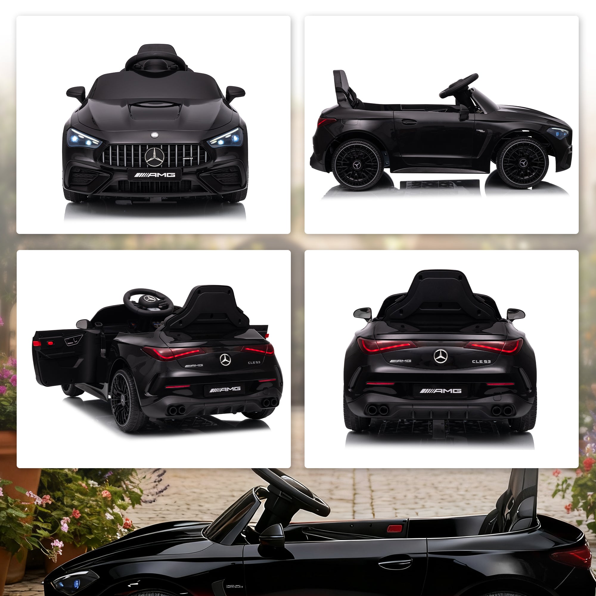 Kozy Licensed Mercedes AMG Kids Electric Car, 12V Ride On Car with Dual Motors, Remote Control for 3-6 Years, Black