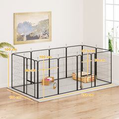 Kozy - 12-Panel Solid Dog Playpen with Doors, for Large Dogs, 100cm Tall, Black