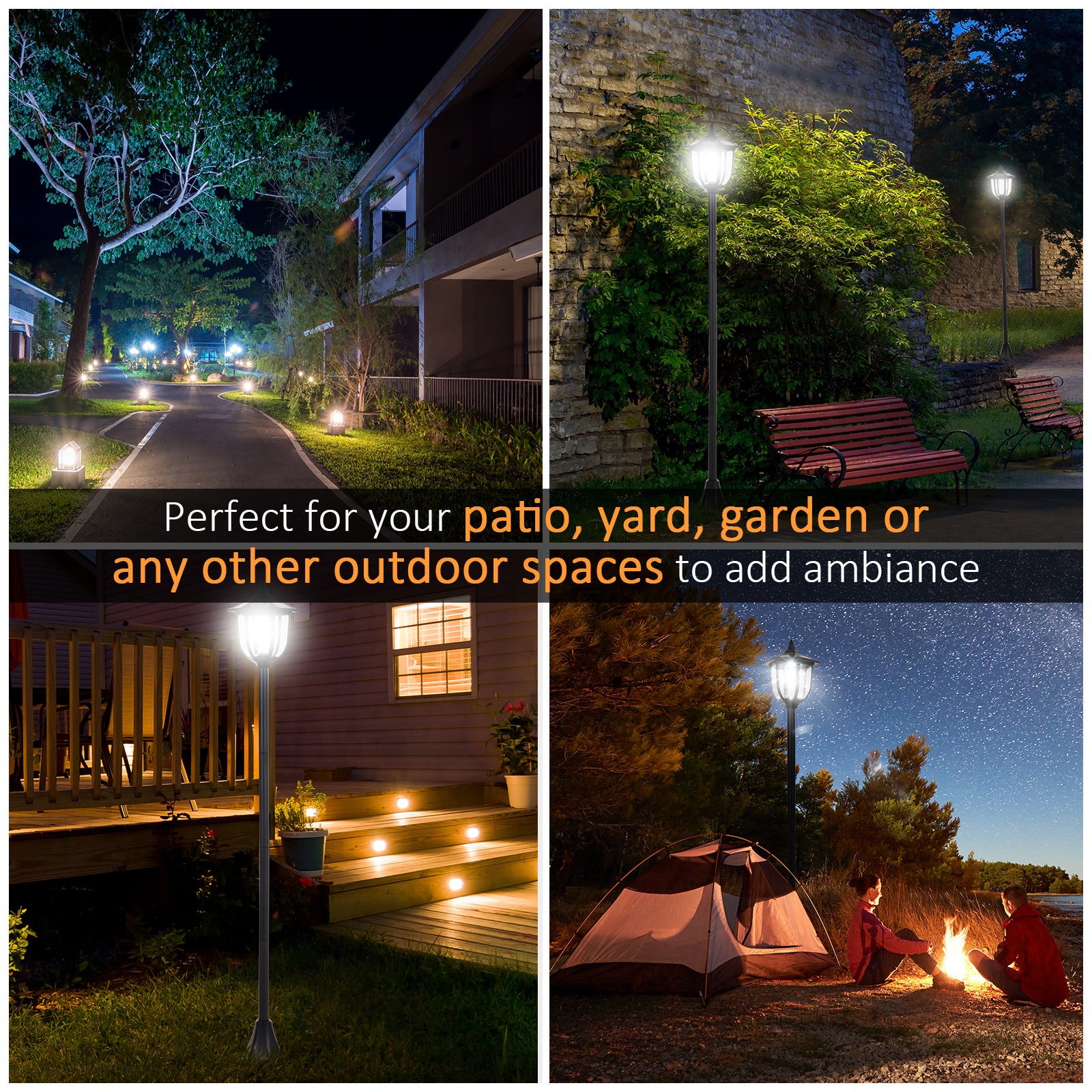 Kozy Outdoor Garden Solar Post Lamp Sensor Light  LED Lantern Bollard Pathway Torch Light 1.77m Tall