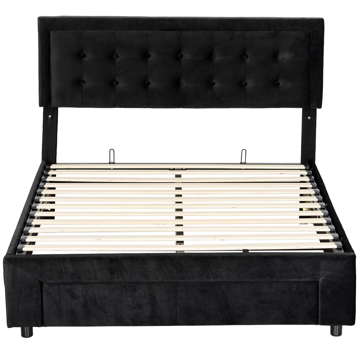 Kozy - King Size Ottoman Bed Frame, with Front Drawer - Black