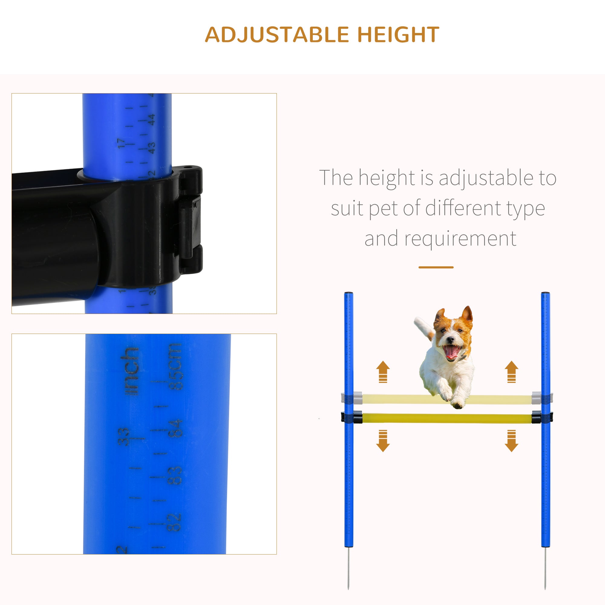 Kozy Pet Agility Training Equipment Dog Play Run Jump Obedience Training Set Adjustable (Poles + Hurdle + Tunnel + Pause Box)