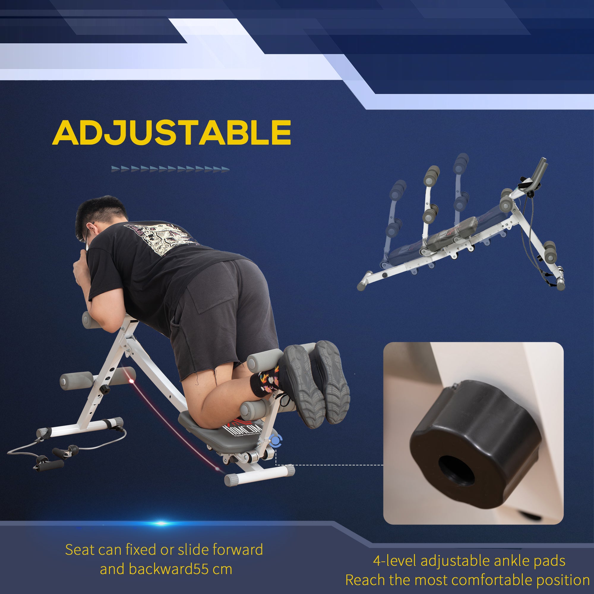 Kozy 2-IN-1 Core Abdominal Ab Trainer Sit Up Bench with LCD Screen, Adjustable Fitness Crunch Machine for Home GYM