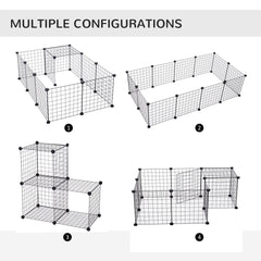 PawHut Modular Metal Wire Pet Playpen, 106Lx73Wx36H cm, Black, Secure and Spacious for Pets