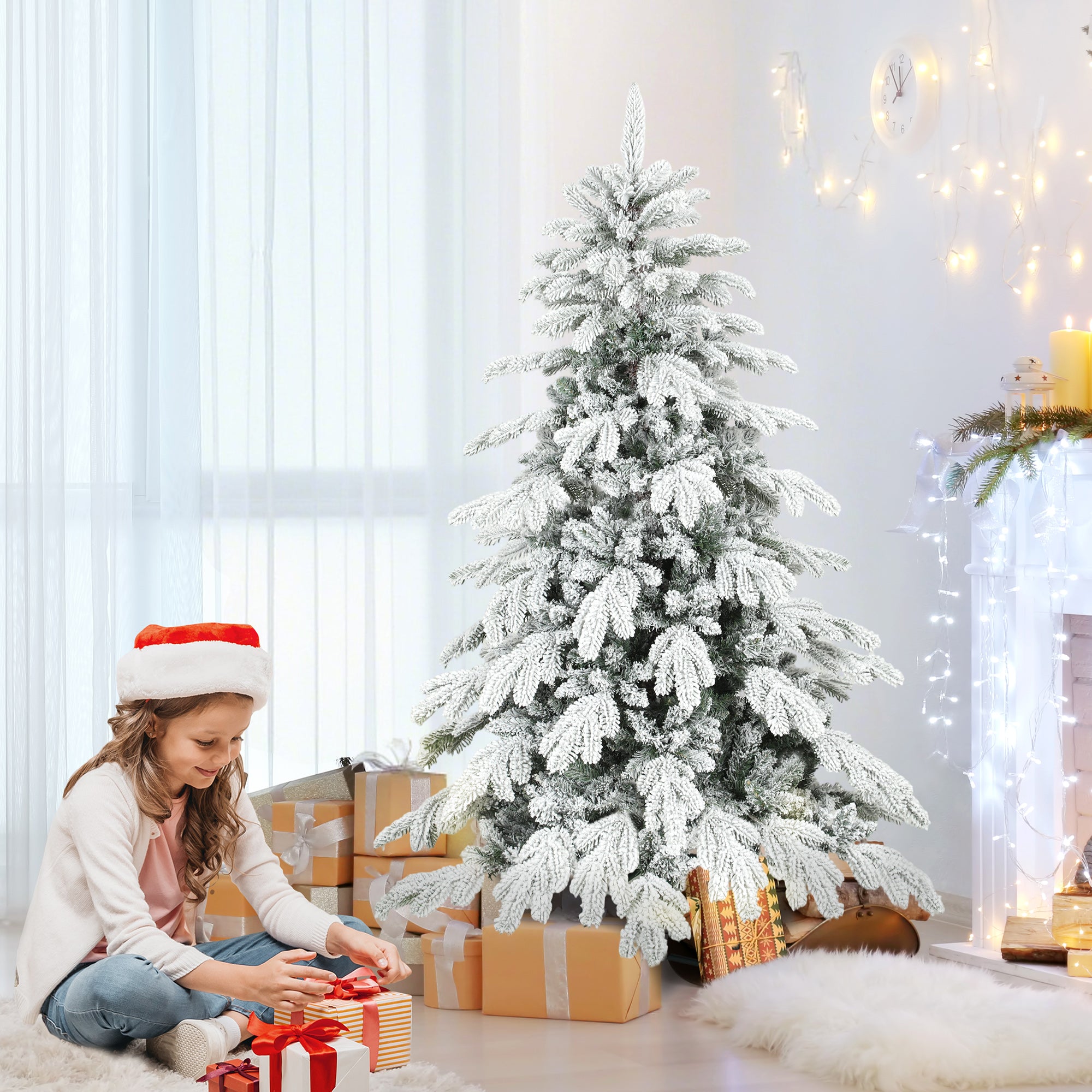 Kozy - 5ft Super Flocked Christmas Tree - Green/White