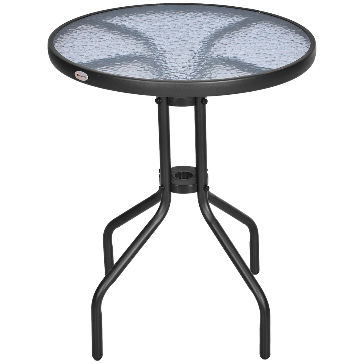 Kozy Bistro Coffee Table Outdoor Tempered Glass Top Table Garden Round Dining Table - 60cm Diameter