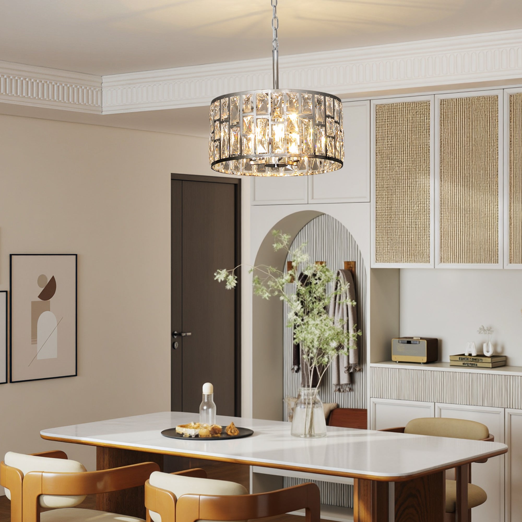 Kozy 72 Glass Crystallite Chandelier - Silver-Tone