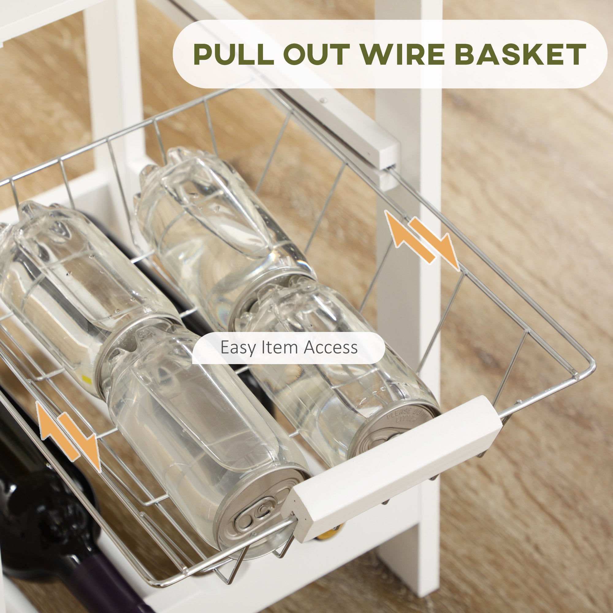 Kozy 3 Piece Bar Table Set, Breakfast Bar table and Stools with Storage Shelf, Drawer, Wire Basket and Wine Rack for Kitchen, Home Bar, Natural and White