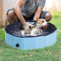 PawHut Pet Swimming Pool, Foldable, 80 cm Diameter-Blue | Aosom UK