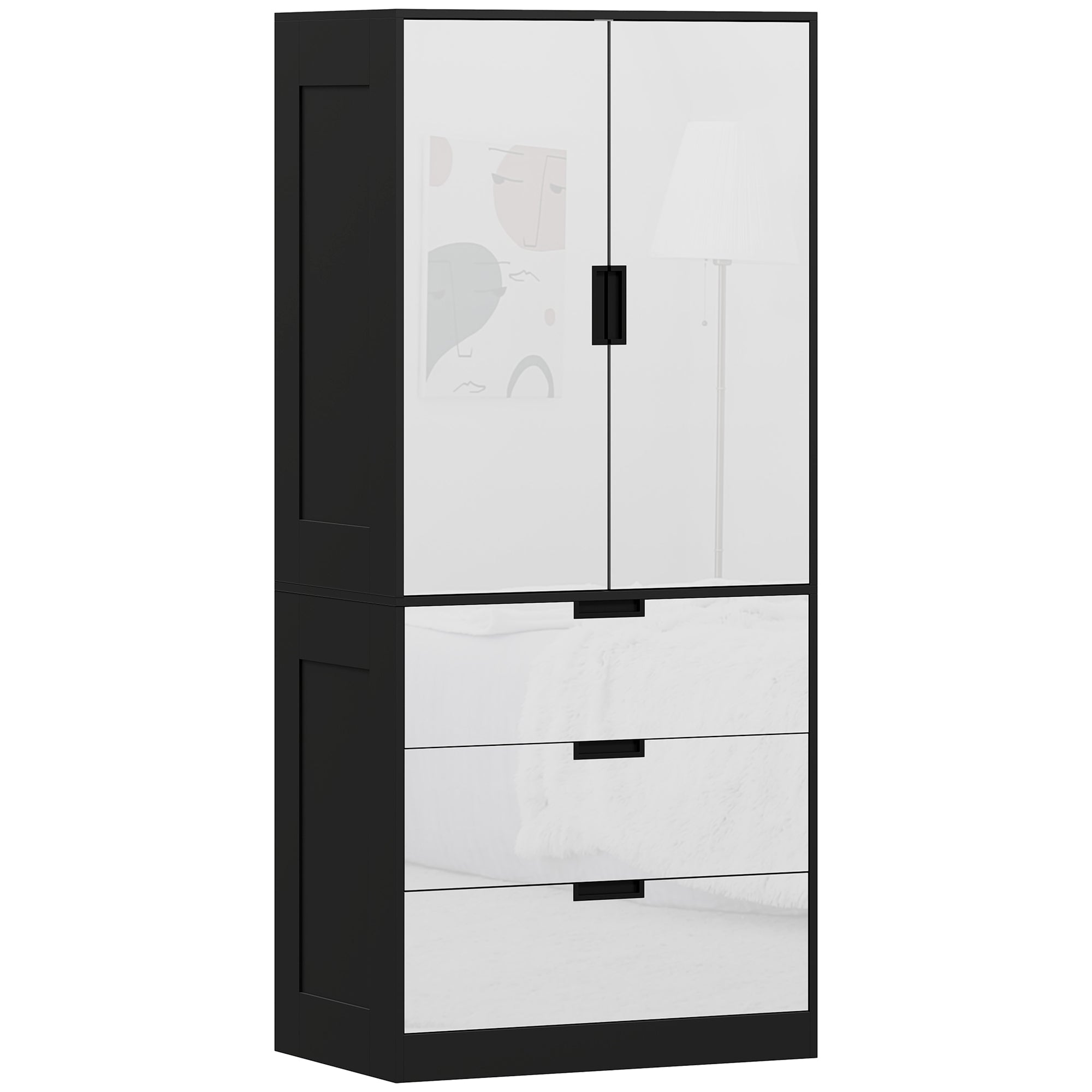 Two Door, Two Drawer Wardrobe - White/Brown