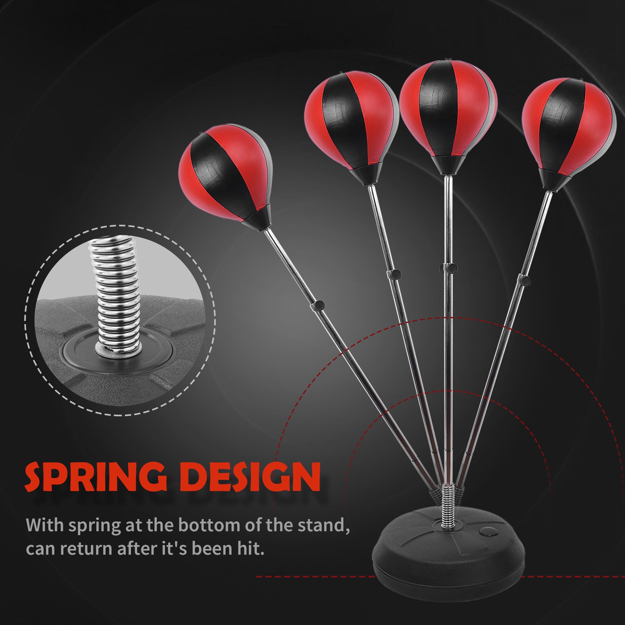 Kozy Punching Bag with Stand, 126-144 cm Height Adjustable Boxing Set Free Standing Speed Bag with Gloves and Air Pump for Teenagers Home Gym Workout