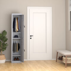 Vinsetto Vertical Locker Cabinet, Cold Rolled Steel Storage with Shelves, Office Cupboard, Grey, 38 x 46 x 180 cm