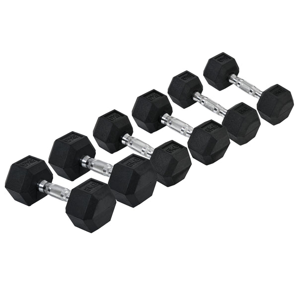 Rubber Dumbbell Set Sports Hex Weight Sets Home Gym Fitness Lift Strength Training Exercise 2 x , 2 x , 2 x