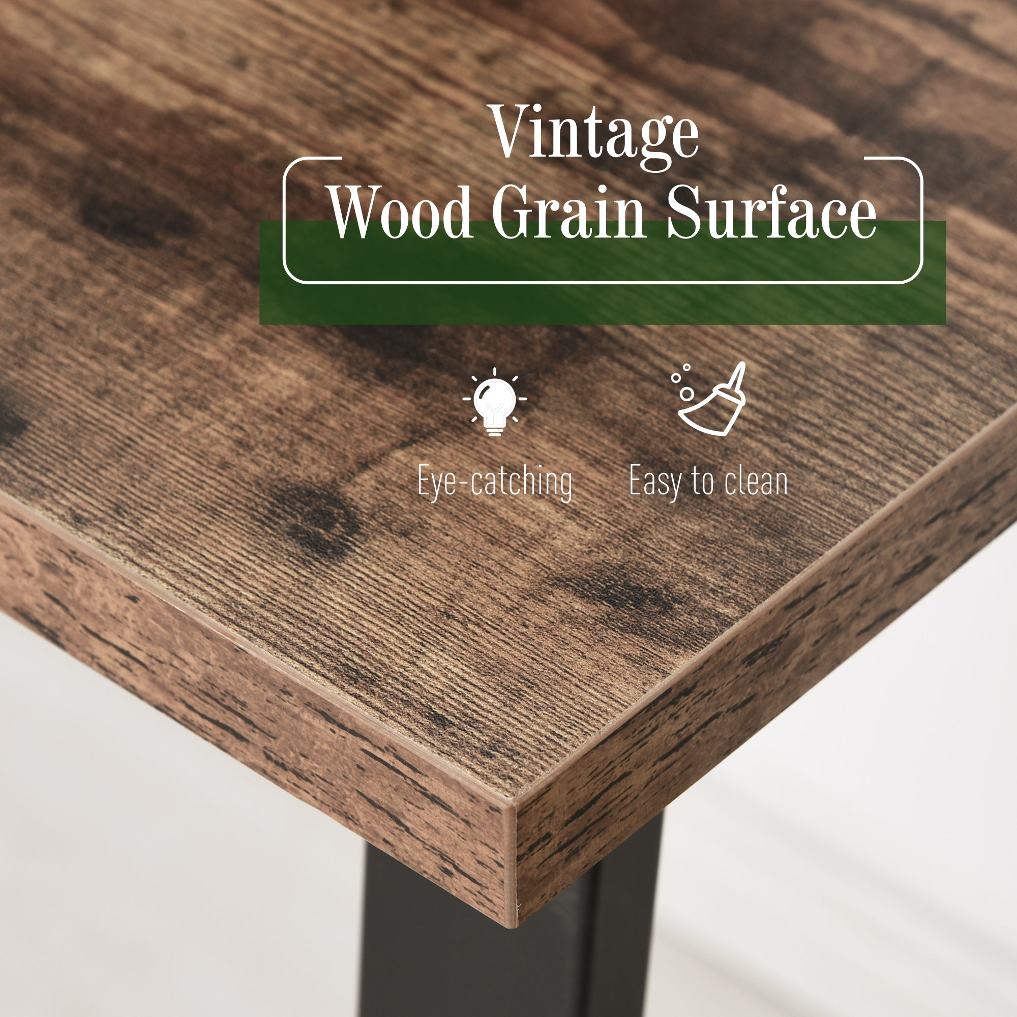 Kozy Computer Table, Writing Desk with Steel Frame and Wood Top, Industrial Home Study Table, 115 x 58 x 74.5cm, Rustic Brown and Black