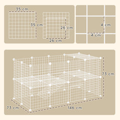 Kozy - DIY 36 Panel Pet Playpen Metal Wire Fence for Chinchilla, Hedgehog, Bunny, Indoor, Outdoor Use, White