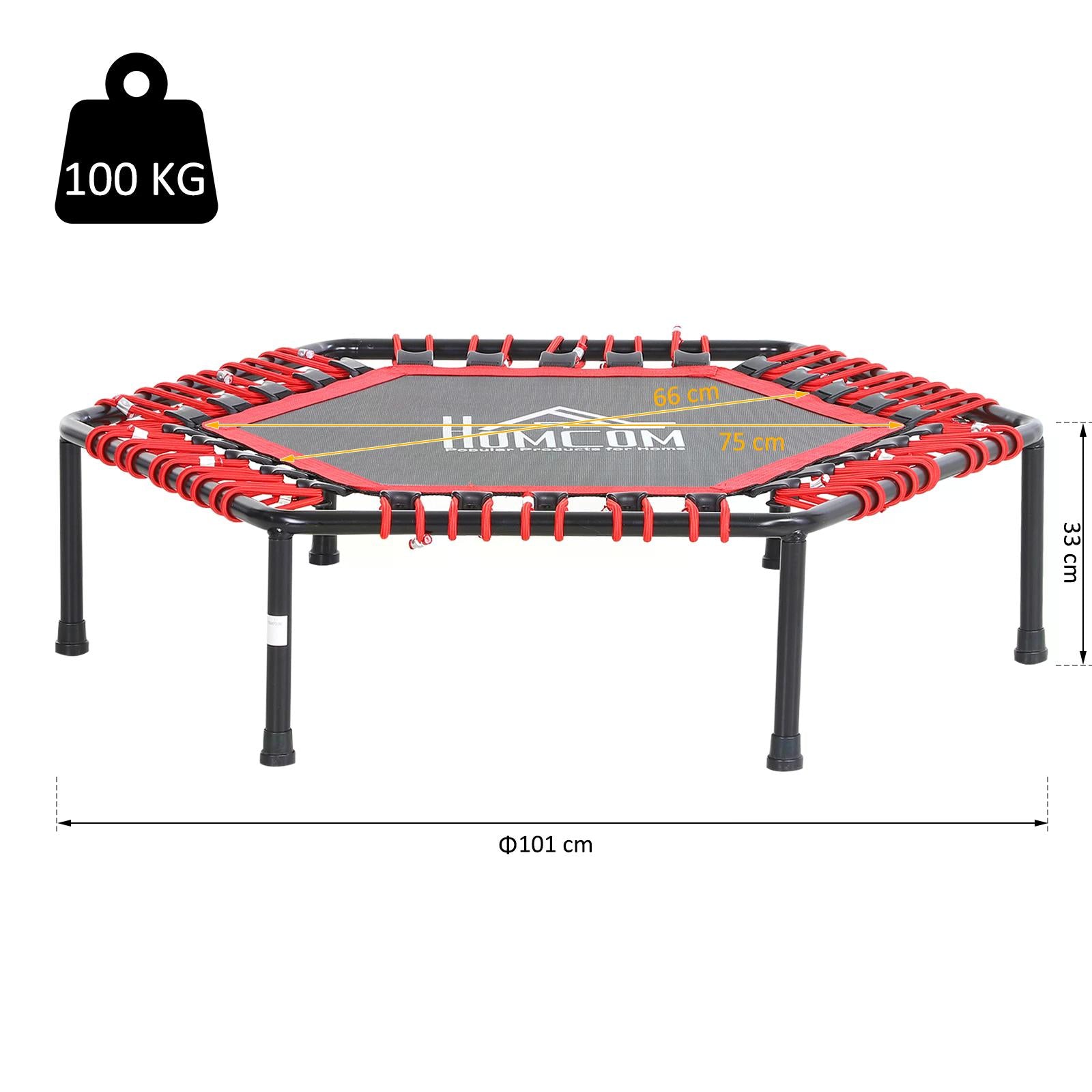 HOMCOM 40" Mini Hexagon Steel Frame Trampoline Red