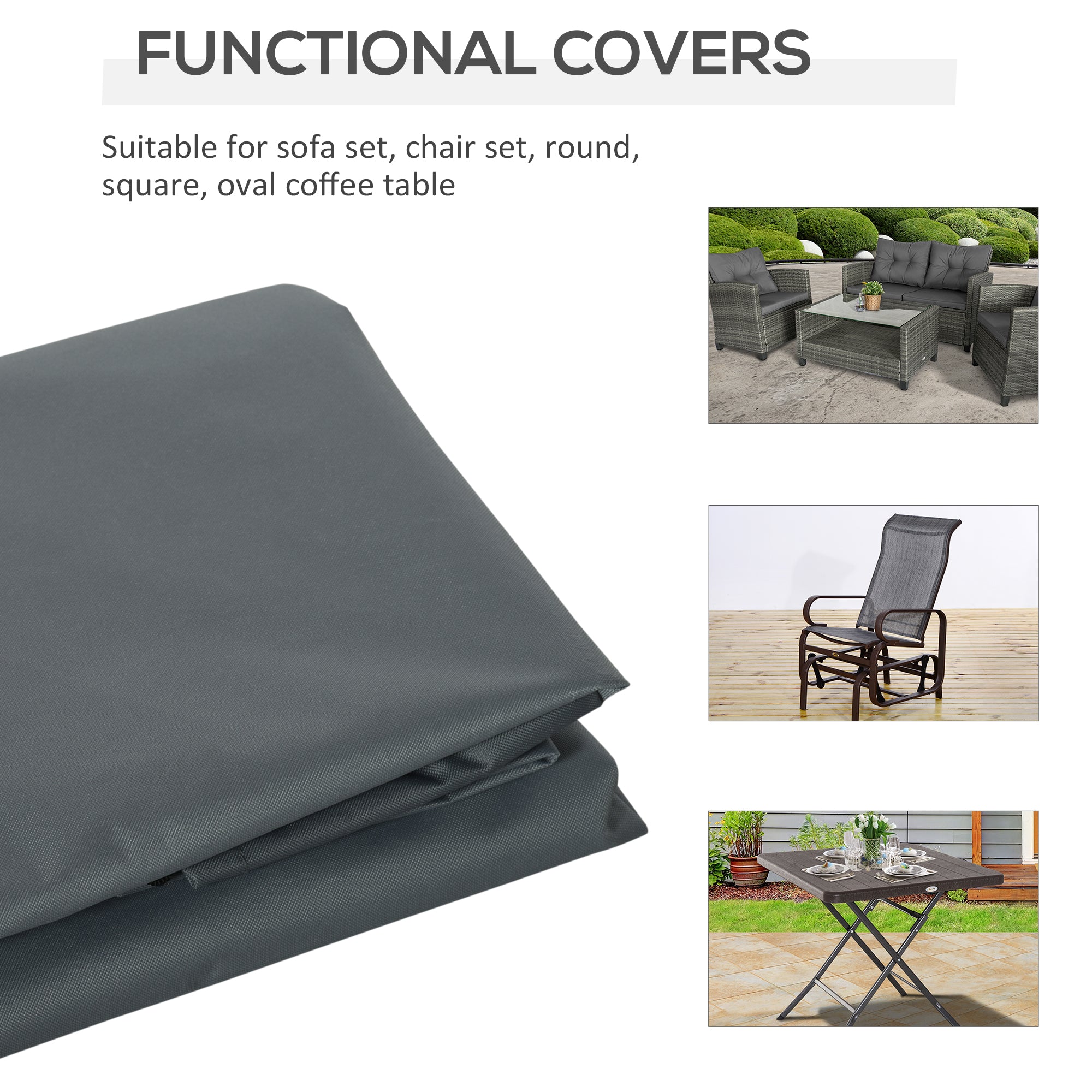Kozy Rectangular Patio Furniture Cover for Chairs Water UV Resistant Protection 600D Oxford Fabric Rattan Lounge Clean Cover, 200 x 86 x 82cm