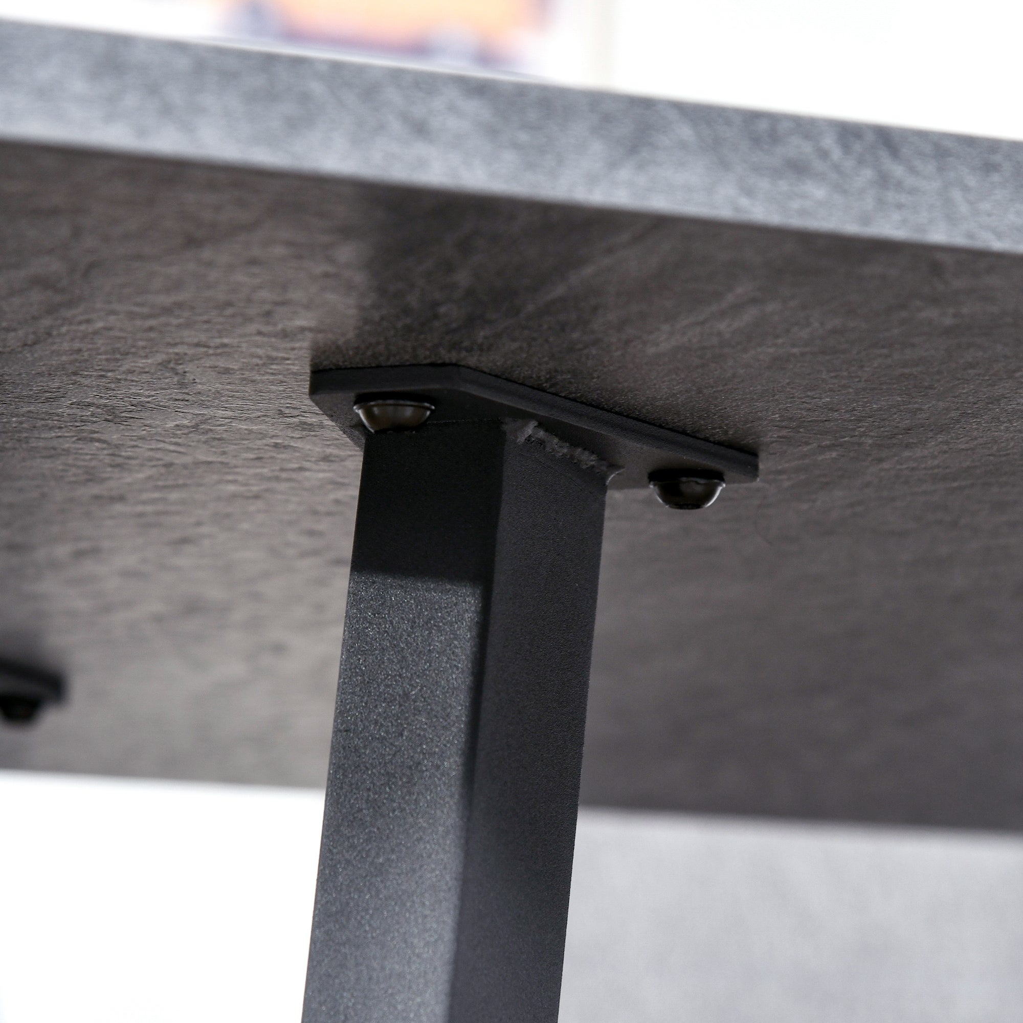 Kozy Dining Table, Contemporary Rectangle Kitchen Table with Metal Legs and Spacious Tabletop for Dining Room, Living Room, Dark Grey