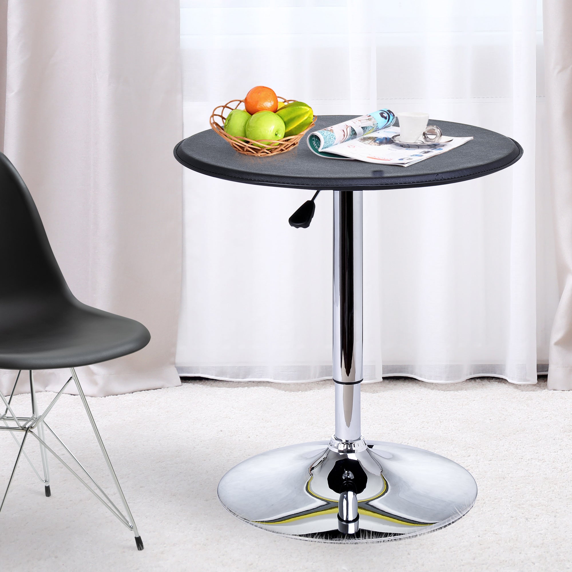 Kozy Round Bar Table, 360 Degree Swivel Counter Pub Table with Adjustable Height, for Kitchen, Cafe, Black