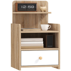 Kozy - Multi-Storage Bedside Table - White/Wood-Effect