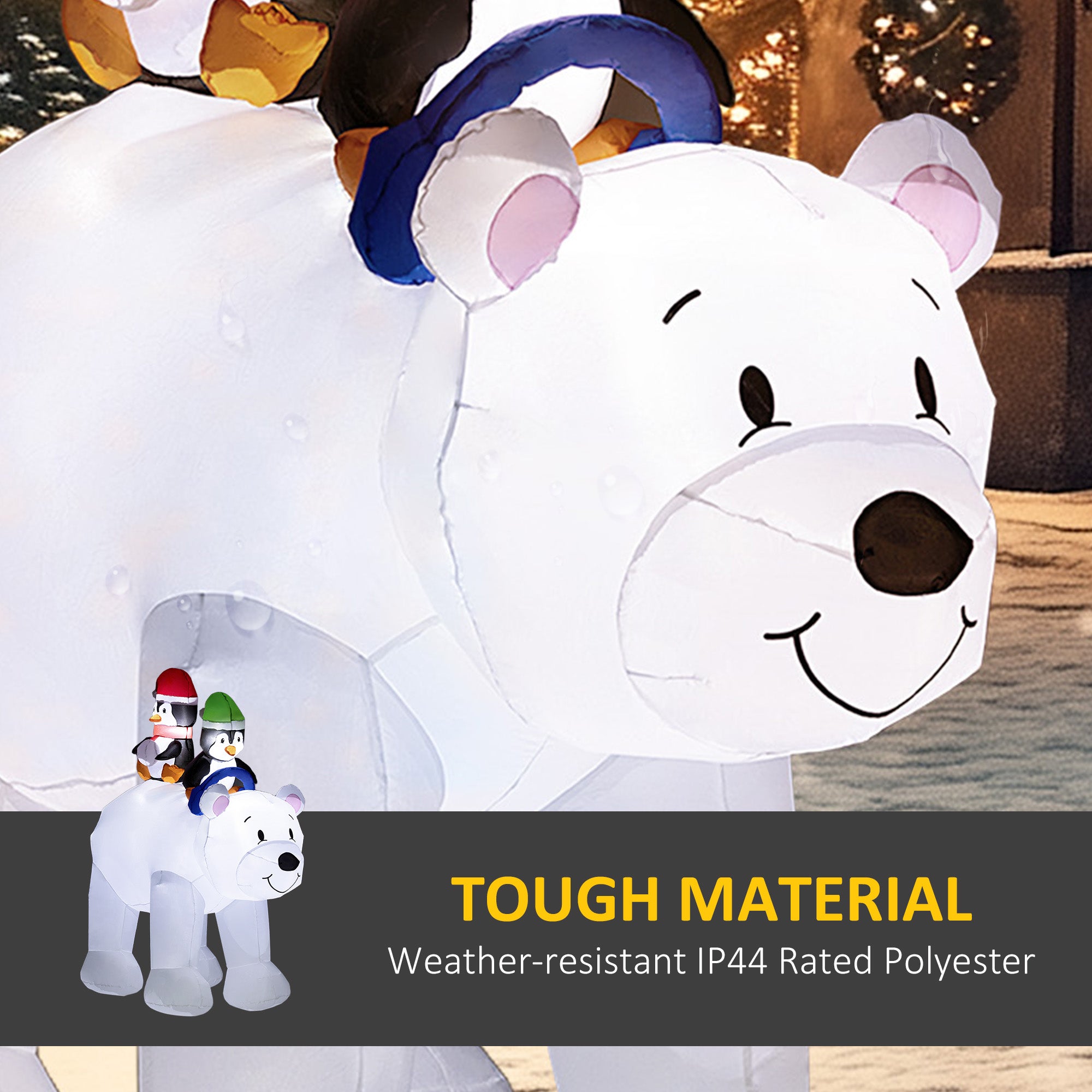 Kozy - 6.4ft Inflatable Polar Bear and Penguin Christmas Inflatable