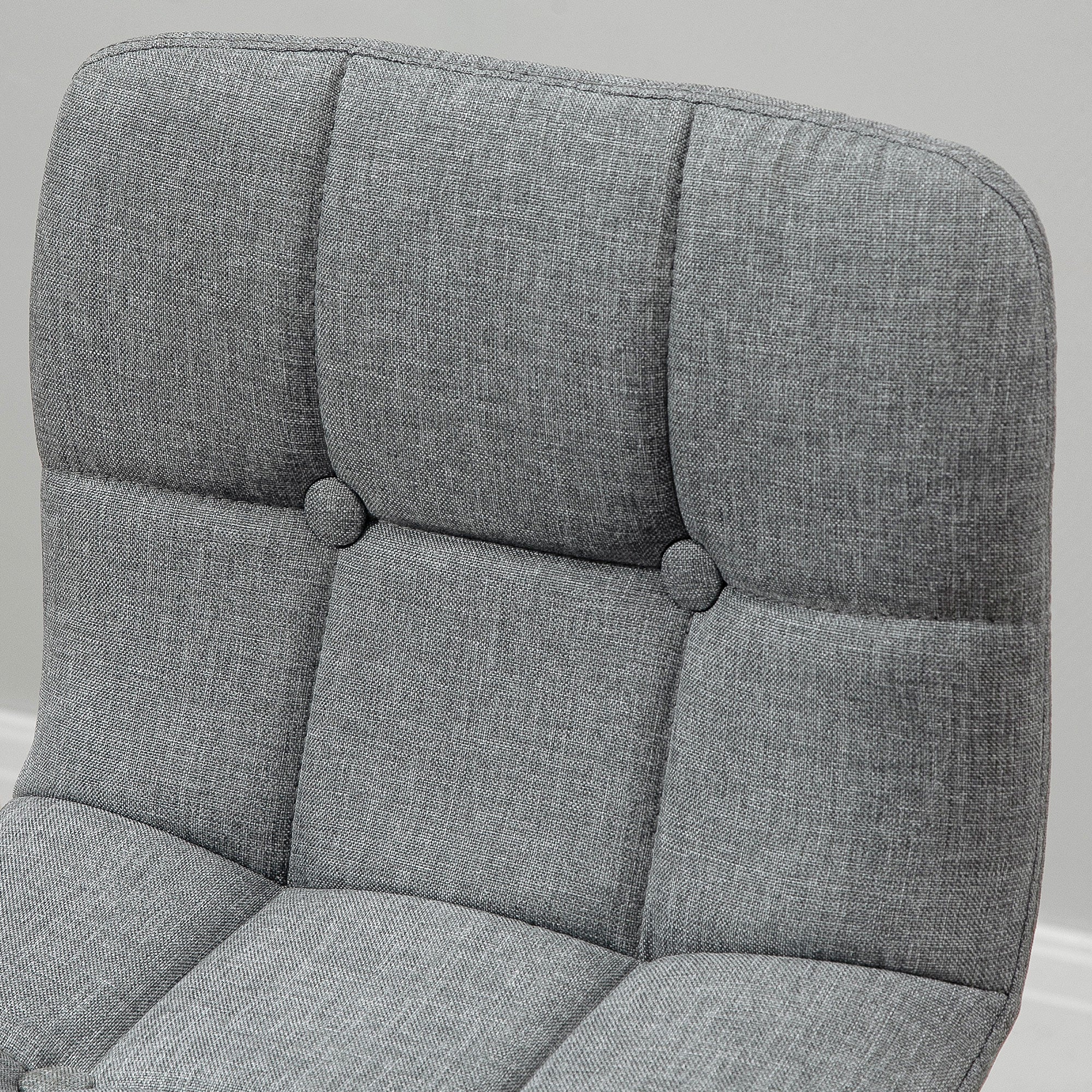 Kozy Breakfast Bar Stool Set of 2 Armless Button-Tufted Counter Height Bar Chairs with Wood Legs & Footrest, Grey