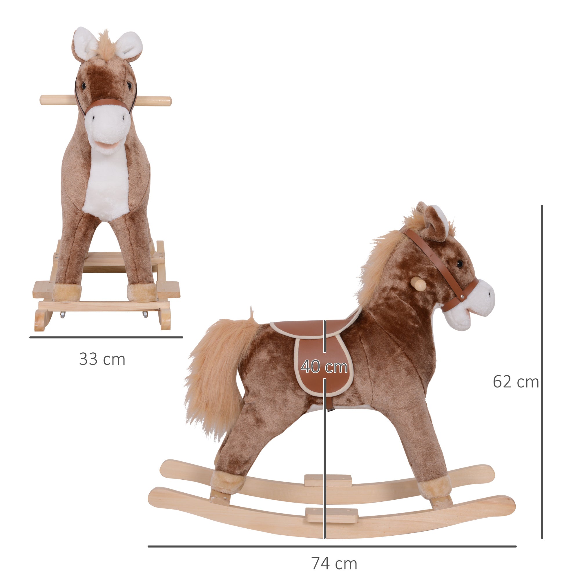 HOMCOM Kids Plush Rocking Horse