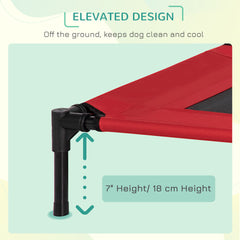 PawHut Elevated Dog Bed, Portable Camping Pet Cot with Metal Frame, for Medium Dogs, Black and Red