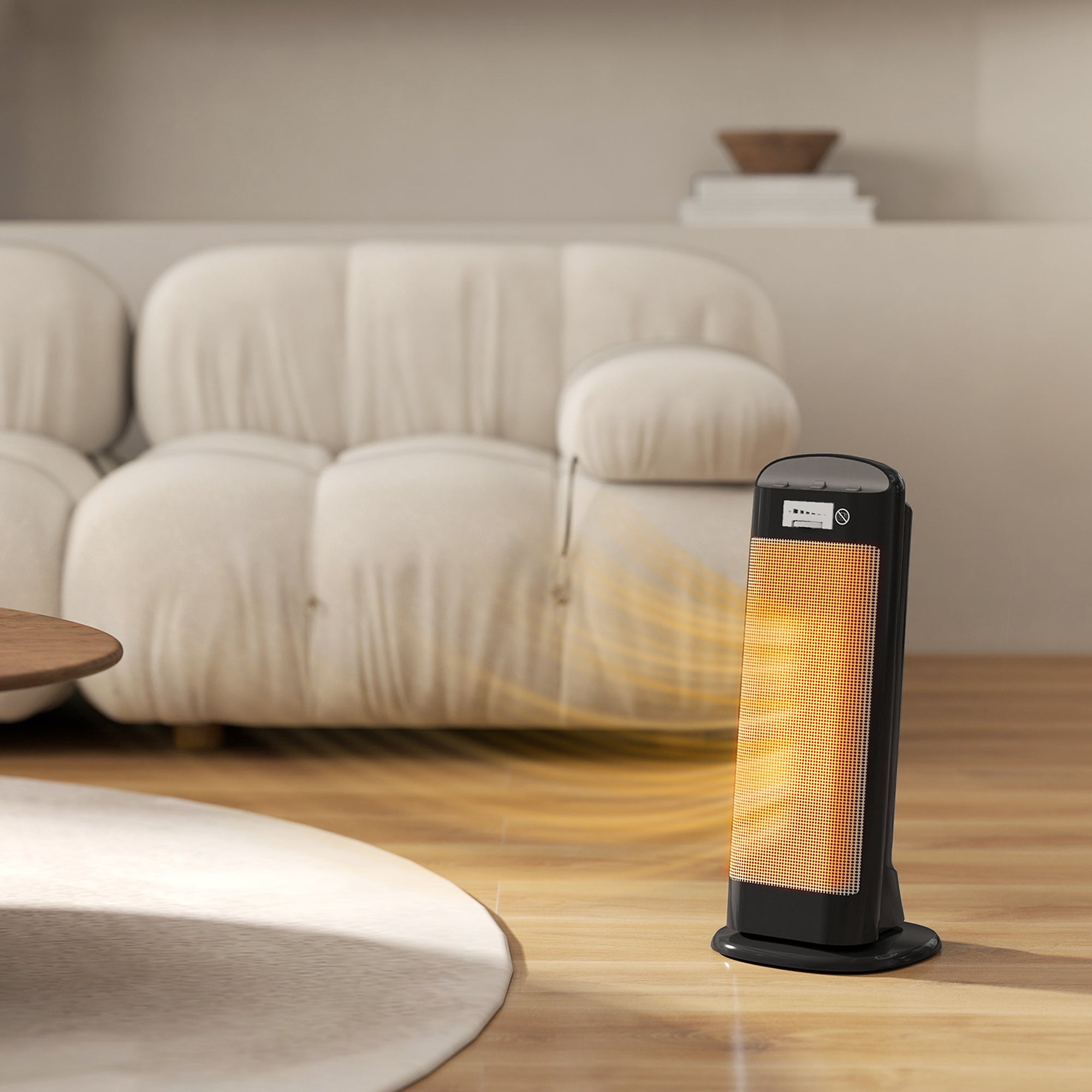 Kozy Ceramic Space Heater, 2000W Fan Electric Heater with 4 Modes, Adjustable Thermostat, 55° Oscillation, Tip-Over and Overheat Protection for Bedroom, Home Office, Black