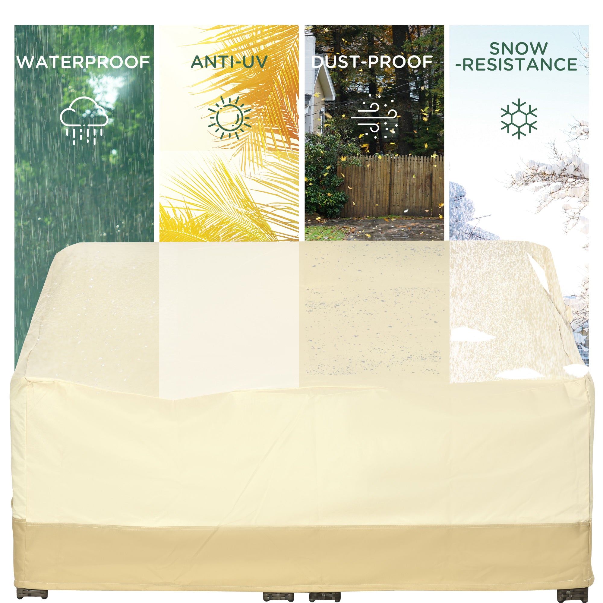 Kozy 600D Oxford Cloth Furniture Cover 3 Seat Rattan Chair Protector Large Garden Patio Outdoor Waterproof L152 x W87 x H58-79cm