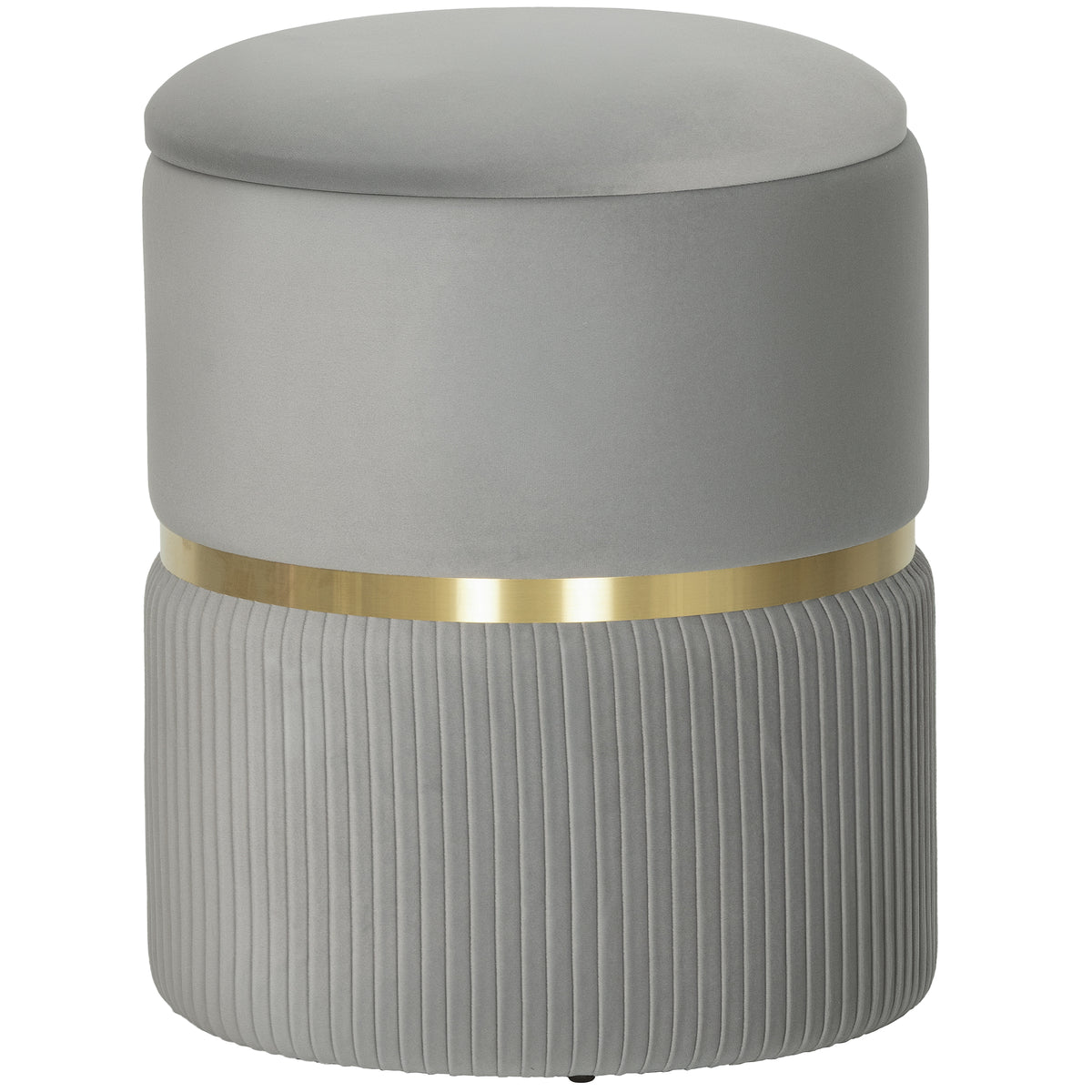 Kozy - Velvet-Feel Storage Ottoman - Light Grey