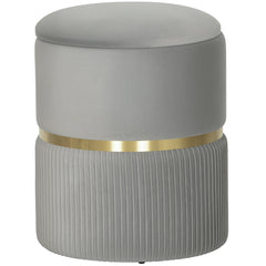 Kozy - Velvet-Feel Storage Ottoman - Light Grey