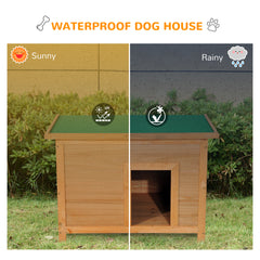 Pawhut 85cm Elevated Dog Kennel Wooden Pet House Outdoor Waterproof