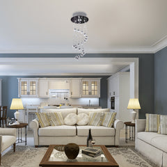 Kozy Metal Crystal Ceiling Light Chandelier Elegant Pendant Lamp Living Room Stairway Stairway Spiral Rain Drop Pendant Lamp Silver