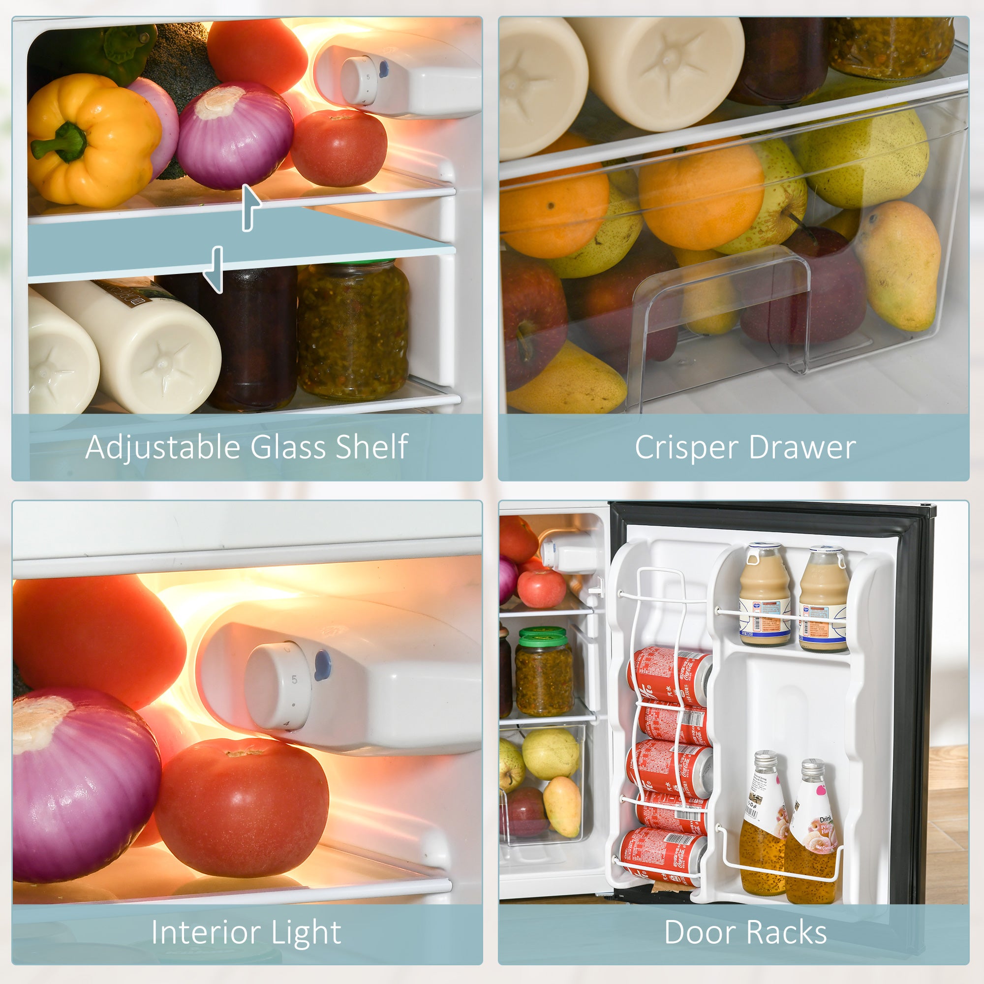 Kozy - 88L Under Counter Fridge Freezer, Small Refrigerator with 5-Setting, 3 Star Freezer Rating, Black
