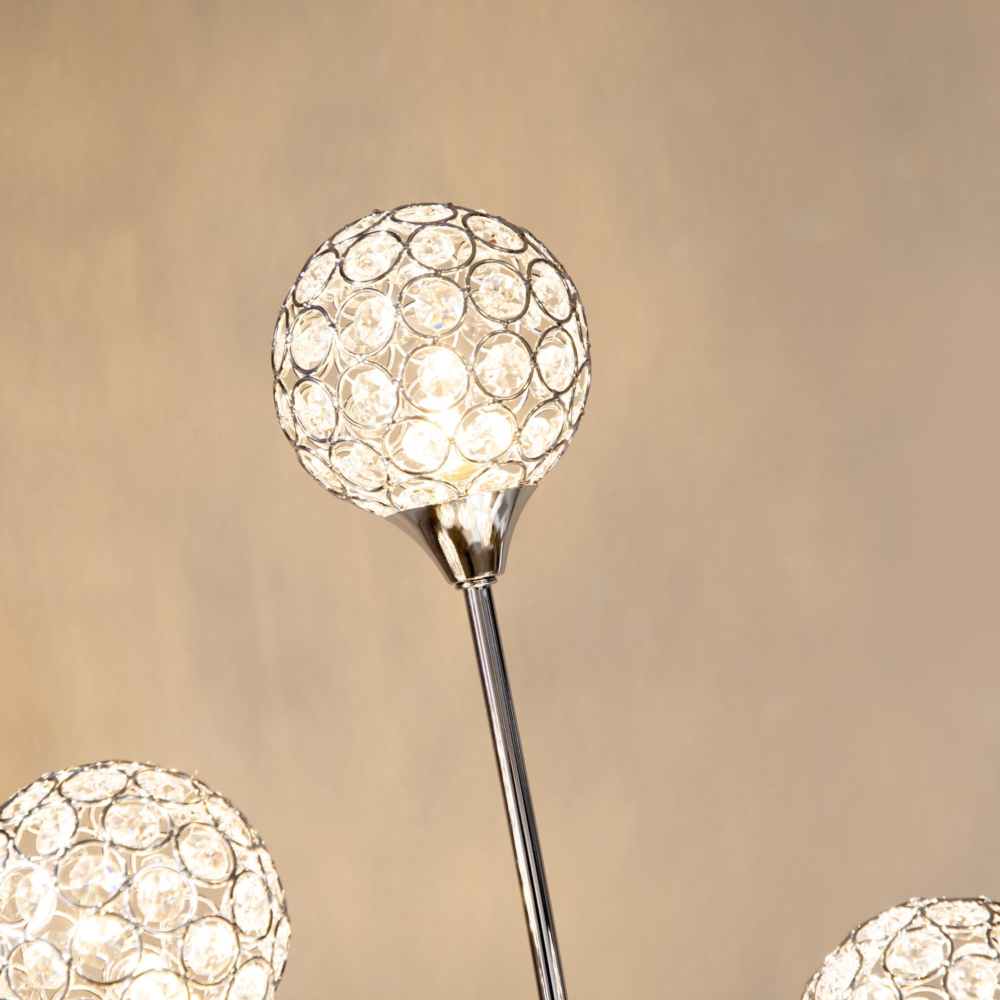 HOMCOM Crystal Floor Standing Lamp with 5-Light , Floor Lights for Living Room & Bedroom, Modern Silver Design, Silver | Aosom UK