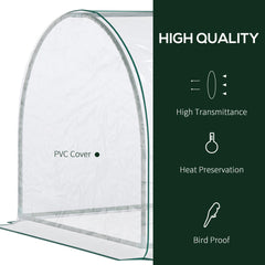 Outsunny Transparent Tunnel Greenhouse, Garden Outdoor Grow House with Steel Frame & PVC Cover, 250 x 100 x 80cm