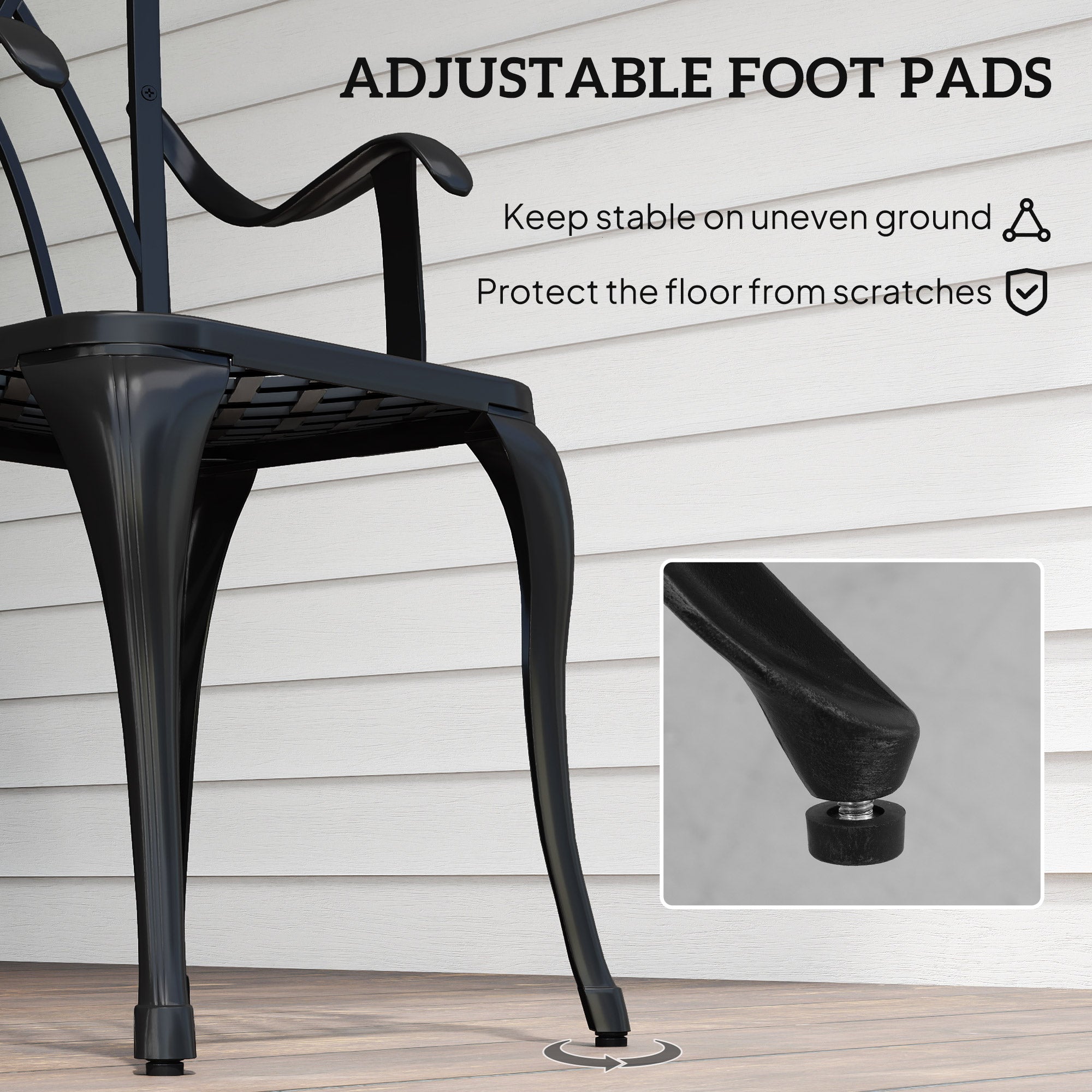 Kozy 3 Pieces Garden Dining Set for 2, Cast Aluminium Outdoor Dining Set with 2 Armchairs and Round Dining Table with Parasol Hole, Garden Furniture Set, Brown