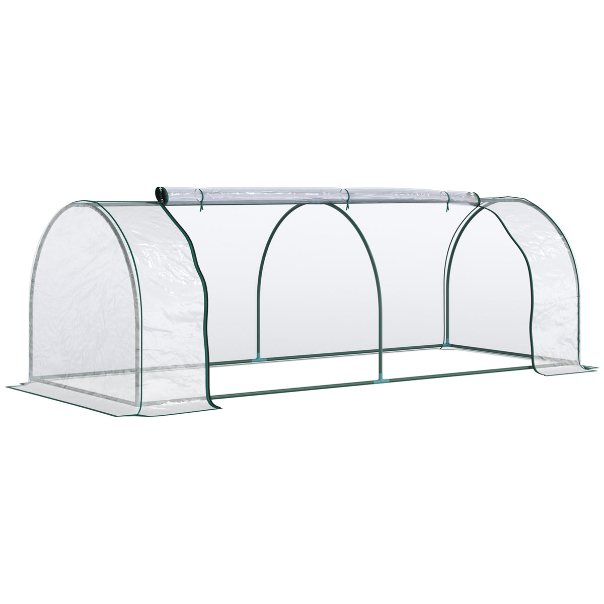 Kozy Mini Greenhouse, Small Polytunnel Green House with Zipped Doors, Steel Frame for Garden Patio, 250 x 100 x 80cm, Clear