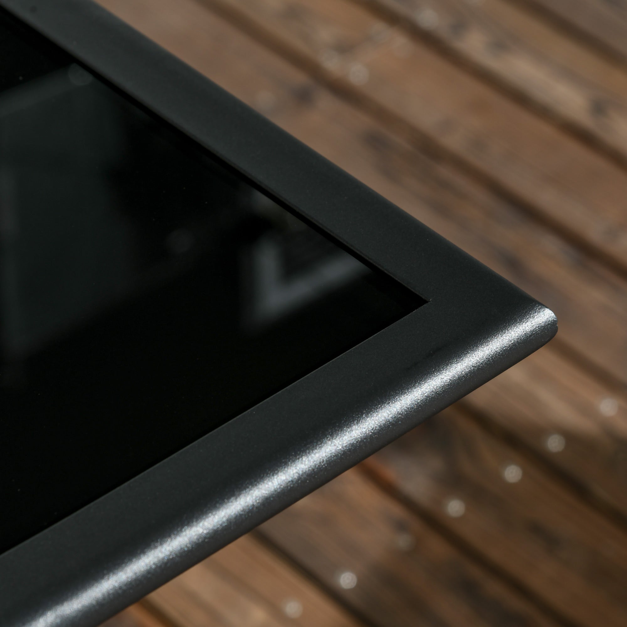 Kozy Folding Outdoor Dining Table for 6, Rectangle Garden Table Tempered Glass Top with Parasol Hole Garden Lawn Backyard, 110 x 70 x 70 cm