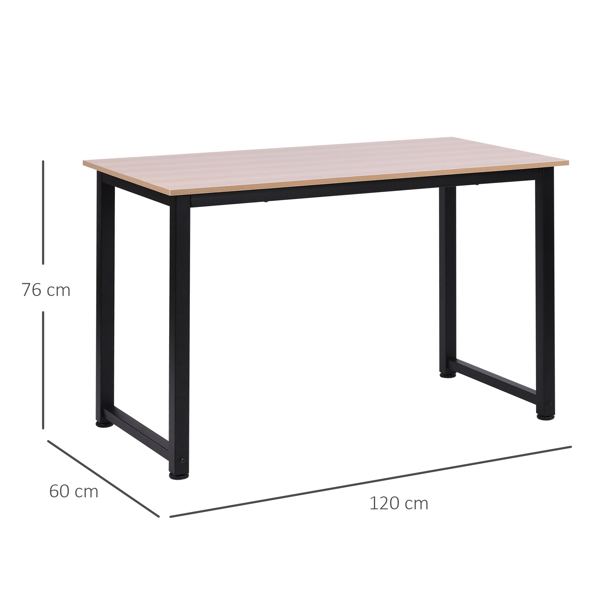 Kozy Computer Desk, Writing Table, 120 x 60 x 76cm Workstation for Home Office, Study with Metal Frame, Simple Assembly, Black