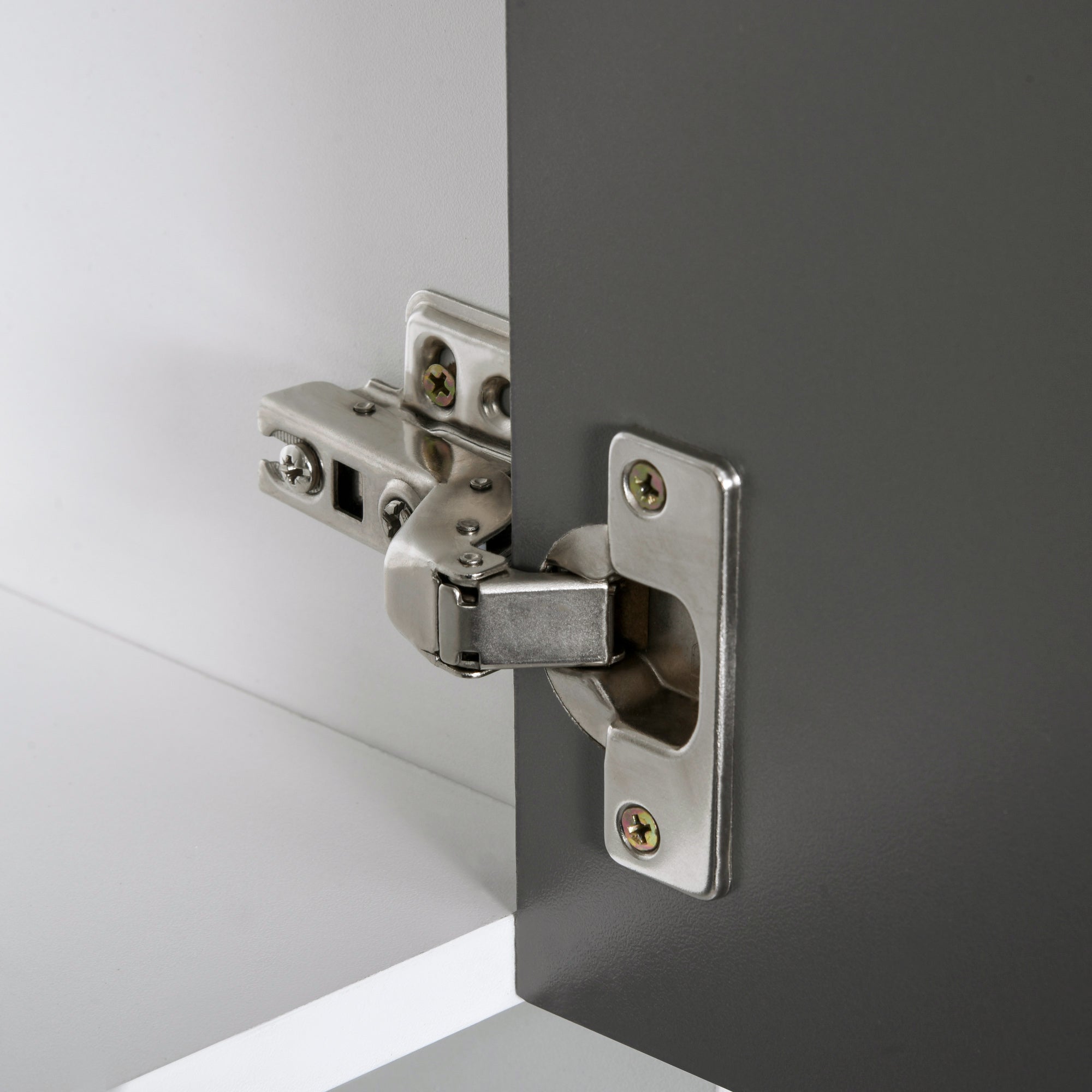 Kozy Modern Kitchen Cupboard with Storage Cabinets, 3 Drawers and Open Countertop for Living Room, Grey