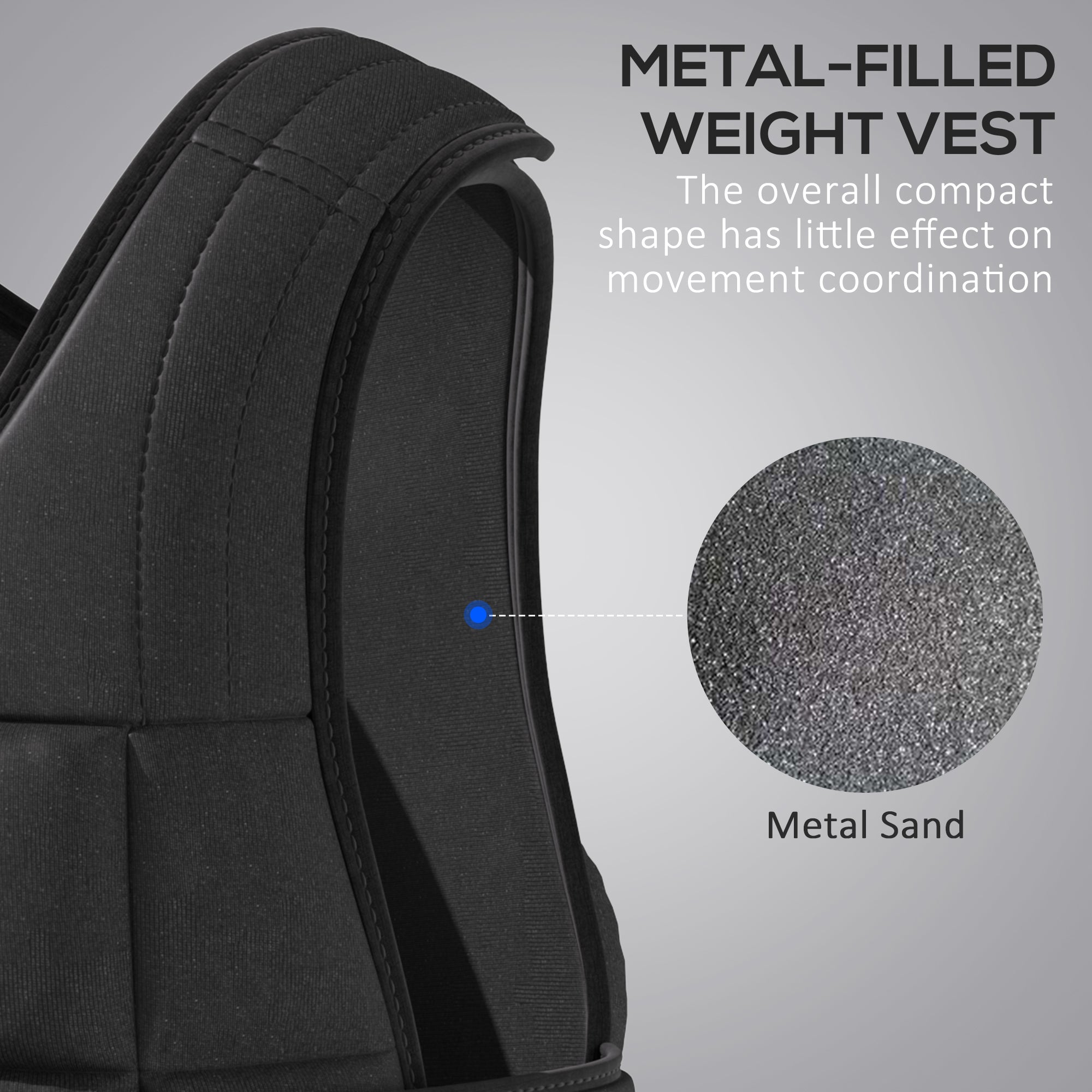 HOMCOM 15kg Adjustable Metal Sand Weight Vest Black