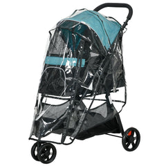PawHut Foldable Pet Stroller, XS/S-Sized Dogs, with Rain Cover, Easy Storage, Dark Green | Aosom UK