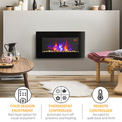 Kozy - 1000W/2000W Electric Wall Fireplace w/ LED Flame Effect Timer Remote Sleek Stylish Safe Home Heating 20-25㎡